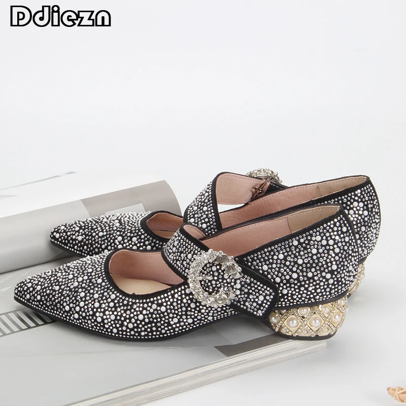 

2023 Women Shoes High Heels Ladies Pumps Sandals New In Bling Sexy Pointed Toe Female Big Size Party Luxury Rhinestones Slides