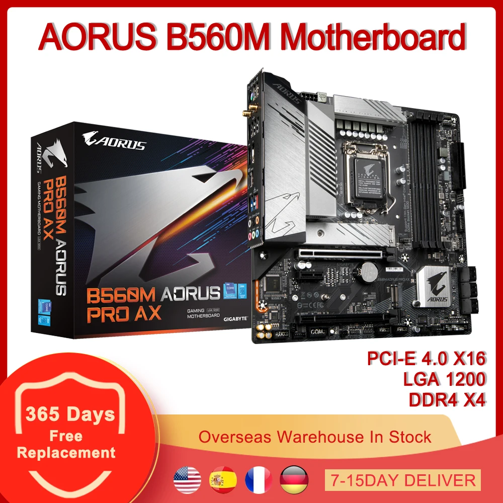 

Материнская плата AORUS B560M PRO AX Micro ATX Intel B560 PCI-E 4,0 DDR4 SATA M.2 LGA 1200 WIFI 6 USB 3,2 игровая материнская плата