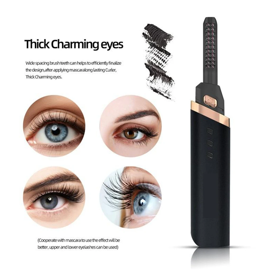 

Heated Eye Lash Curler 3 Modes USB Charging Eyelashes Comb Roller Device