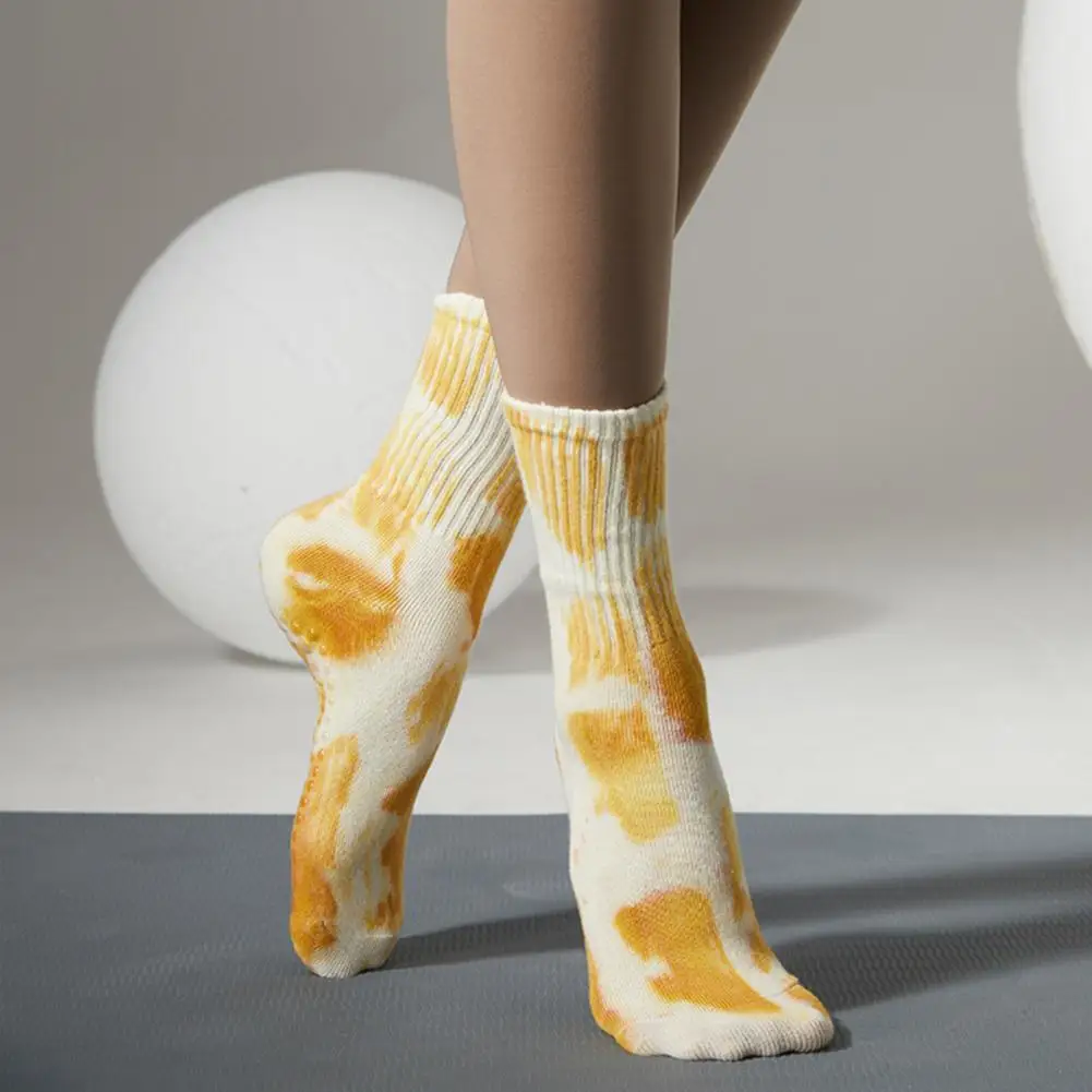 

Women Yoga Stocking Tie-dye Sweat Absorption High Elasticity Anti-slip Stretchy Yoga Long Socks Fitness Socks 1 Pair