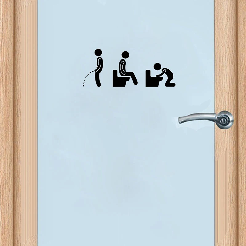 

Toilet Sticker Funny Man WC Sticker Removable Bathroom Door Sticker Washroom Wall Sticker Art Decal Creative DIY Home Decoration