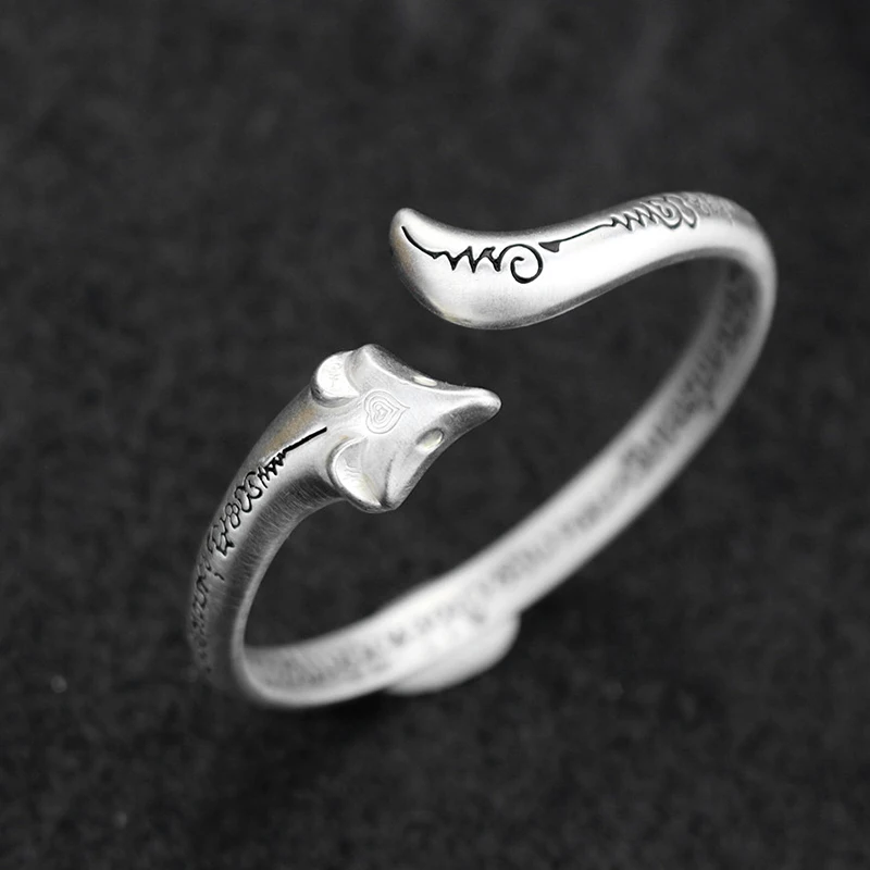 Новый маленький серебряный браслет ручной работы из лисы женский незамкнутый