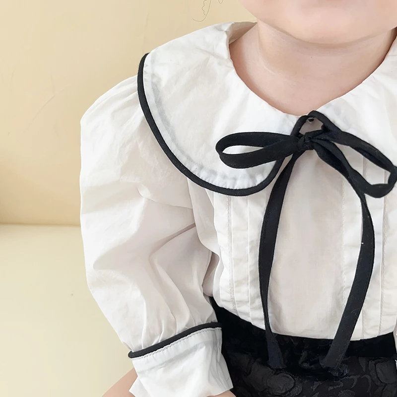 MILANCEL Spring Baby Clothes Set Infant Bow Shirt+Flower Bloomer Suit Toddler Outwear 2PCS images - 6