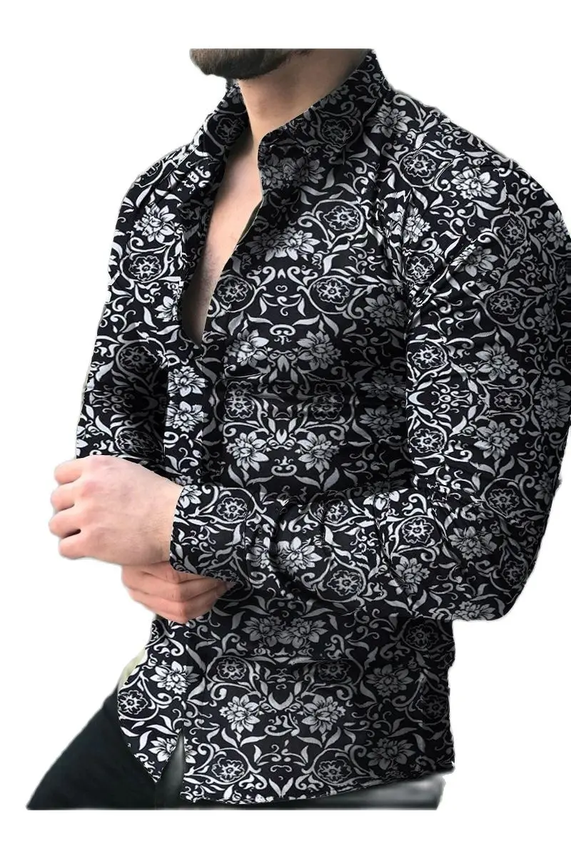 

Camisas Florales De Manga Larga De Otoño De 2022 Para Hombres Camisas Estampadas Con Flores De Corte Delgado Para Hombres Cami
