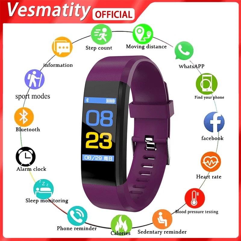 

C5S Smart Bracelet Sports Pedometer Watch Fitness Running Tracker Heart Rate Pedometer Smart Bracelet for iPhone Xiaomi Huawei
