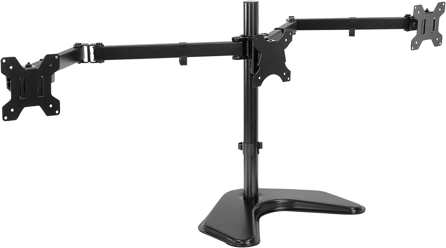 

Triple Monitor Stand - Freestanding Computer Desk Mount Fits Up to 27 Inch Monitors, VESA 75, 100 Compatible