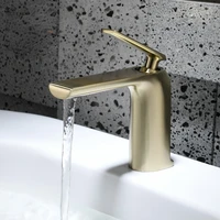 brushed gold hand wash basin faucet bathroom single brass hot and cold stand basin faucet