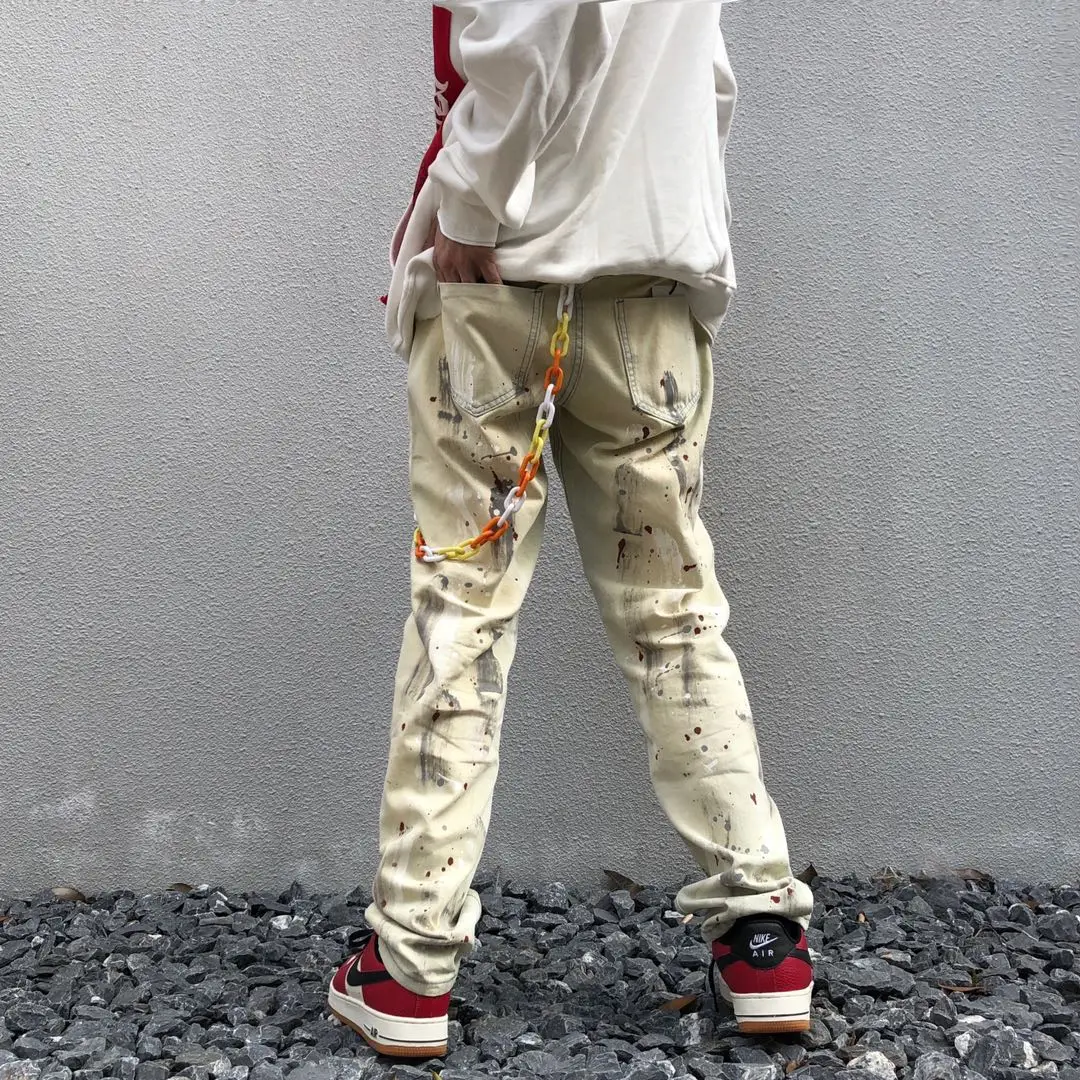 Men's Jeans High Street Splash Ink Unisex Loose Jeans Korean Fashion Jeans Hip Hop Men Clothing Y2k Pants Men Streetwear Men