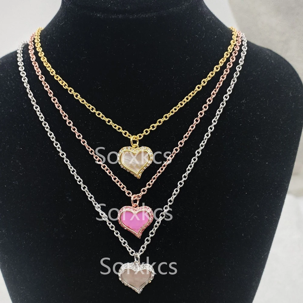 

Luxury Jewelry Natural Pink Shell Love Necklace Heart Charm Pendant Gold Silver Neckchain Collar Chain Women Necklaces