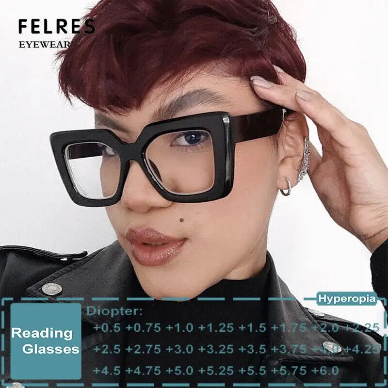 Квадратные очки для чтения с блокировкой синего света женщин по рецепту в