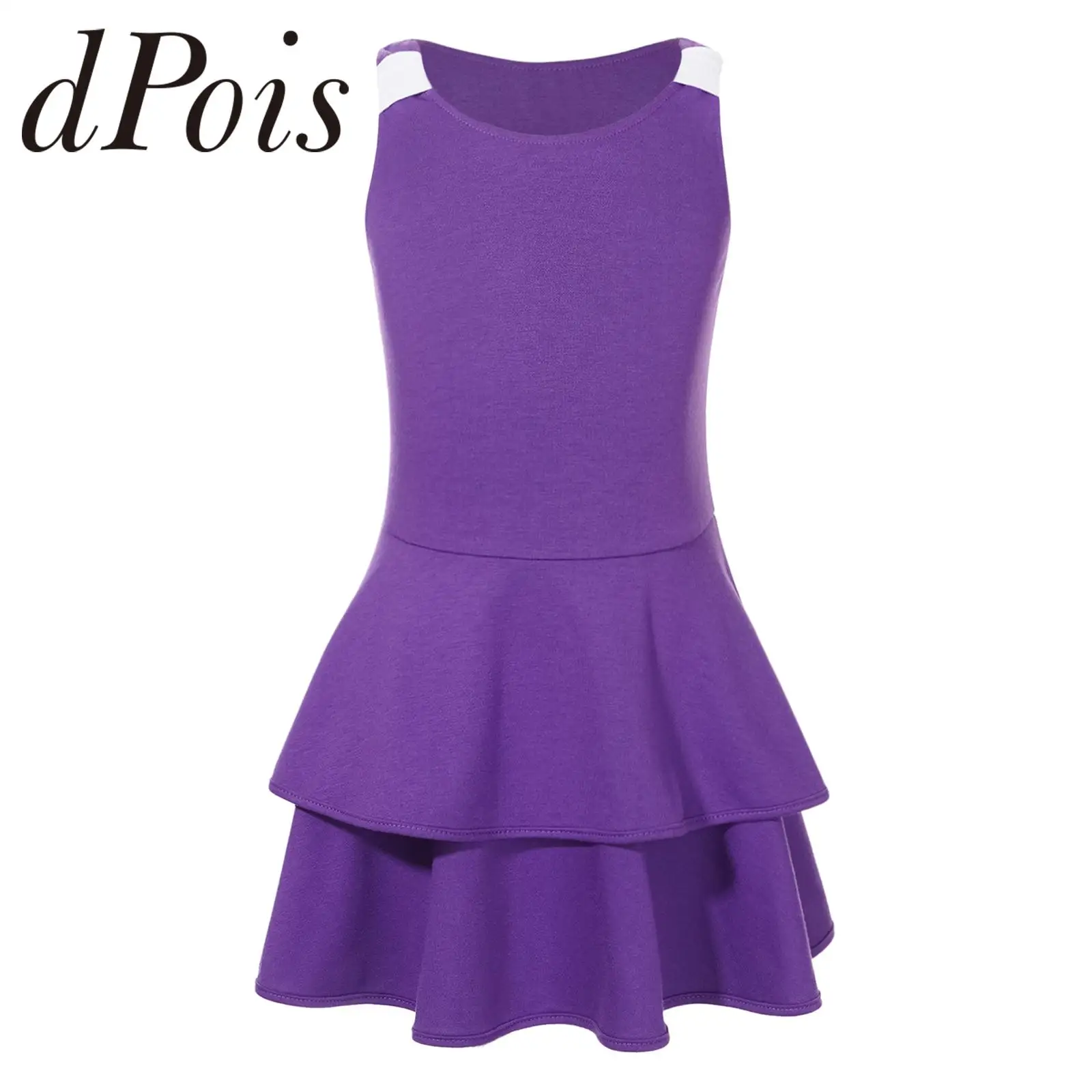 

Children Tennis Dresses Kids Girls Tiered Sleeveless Sport Dress Cheerleading Dance Golf Badminton Sportwear Fashion Sundress