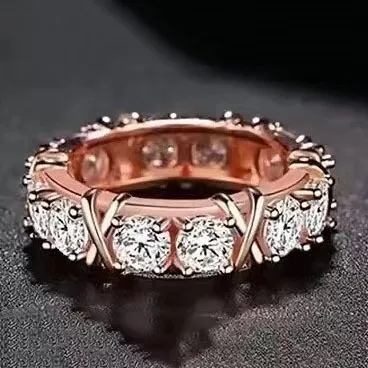 

Milangirl Classical Two-tone Cross X-Shaped Crystal Rhinestone Zircon Ring for Women Wedding Engagement Jewelry Size 5-11