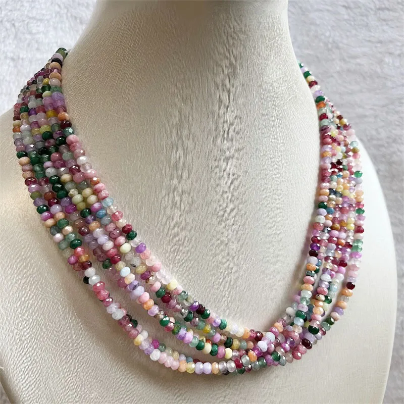 Ожерелье из нефрита с гранями, 3*4 мм, 1/3/6 нитей