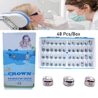 48 pcsbox dental preformed kid primary molar crown stainless steel temporary crowns teeth protect dentistry therapy tools