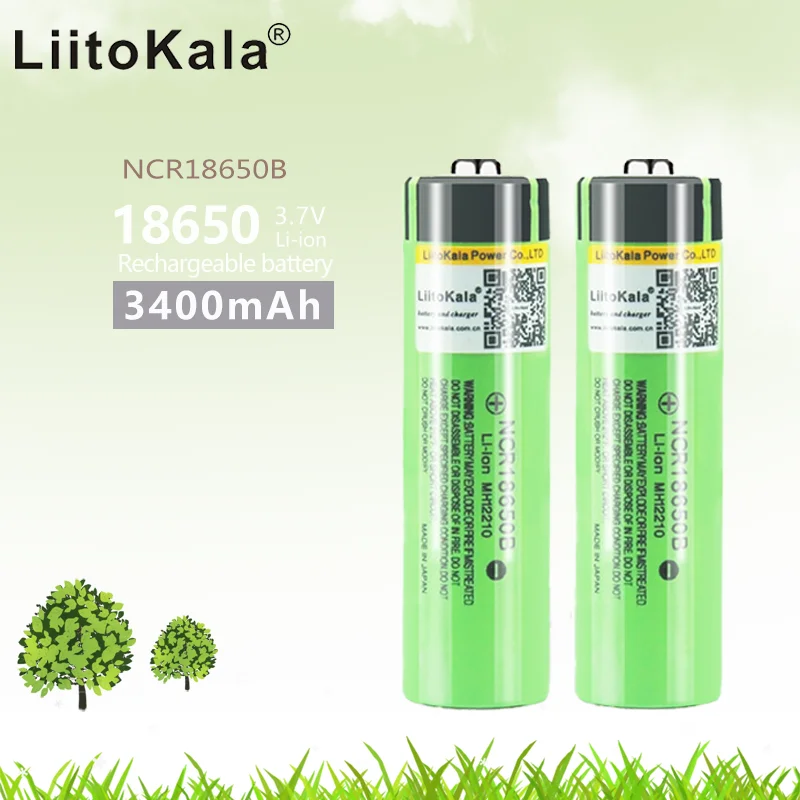 LiitoKala 18650 3400mAh Original Battery 3.7V Li-ion Rechargebale NCR18650B 18650 3400