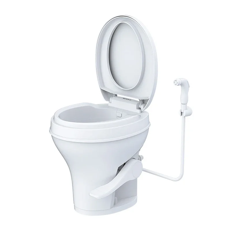 

Caravan Toilet Foot-operated Motor Home Trailer Gravity Flush RV Plastic Toilet