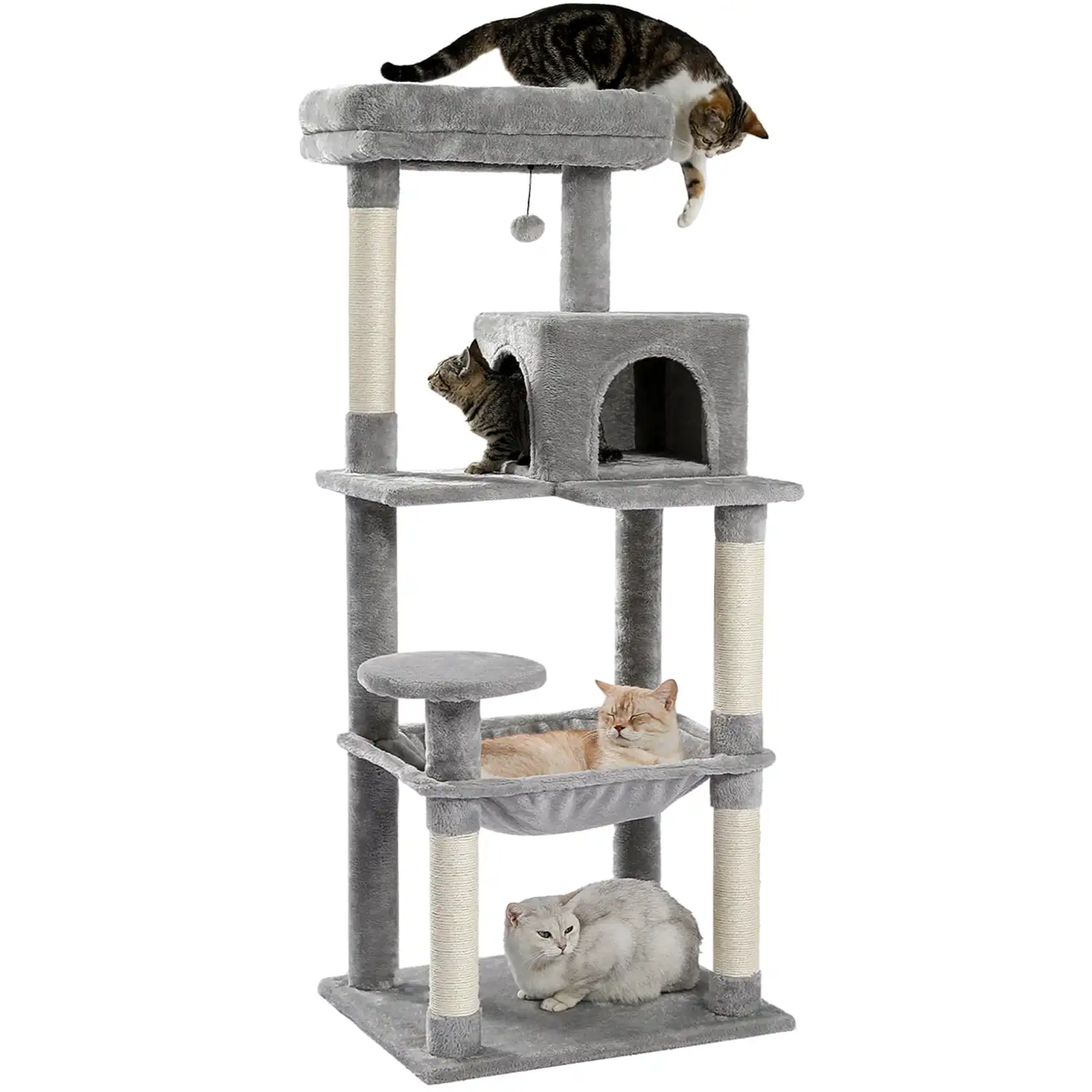 

Cat Tree Tower 56.2" with Sisal Scratching Posts for All Indoor Cats,Gray