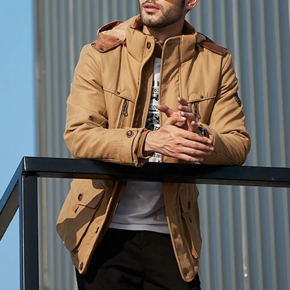 2022 Men's Outdoor Casual Jacket Thickened Warm Removable Hooded Middle-Aged Men's Windbreaker Coat Heated Jacket Tops