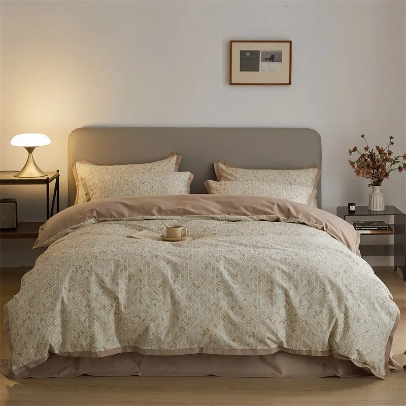 Spring and Summer Retro Sle 80 Pieces Long-staple Cotton Printed Quilt Y Set Four-Piece High end Pure San...