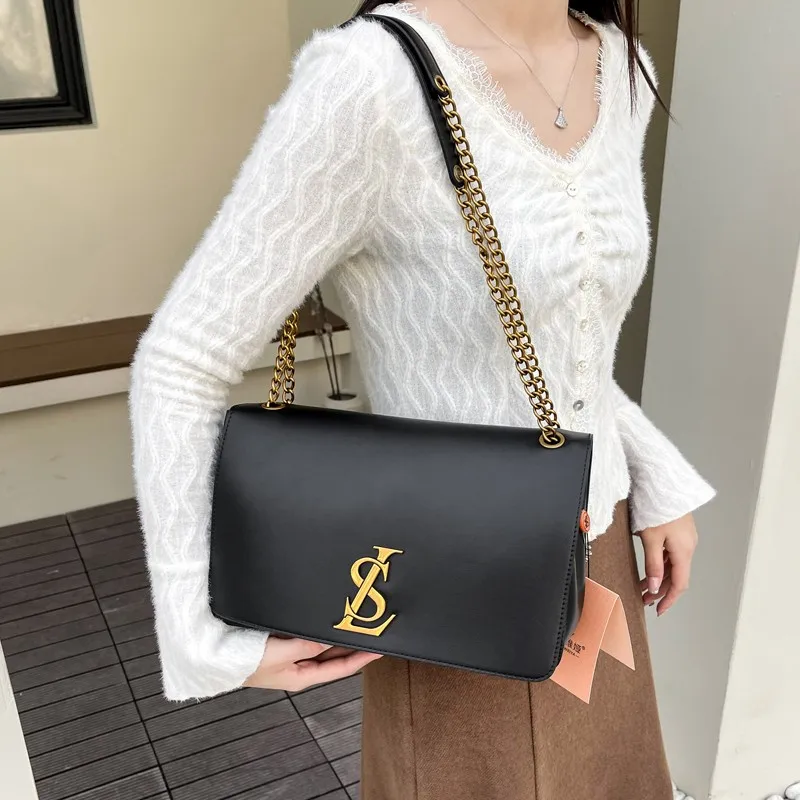 

2024 Luxury Brand Women's Bag PO Cowhide Premium One Shoulder Underarm Crossbody Square Bag Chain Ralph LS Lauren Envelope Bag