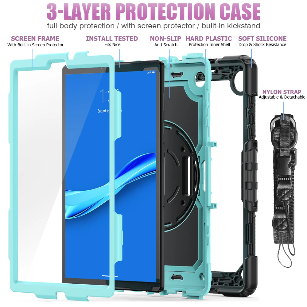 Фото Противоударный чехол для Lenovo Tab M11 Xiaoxin Pad 2024 TB330FU TB-X306F X306X K10 M10 3rd Gen TB328FU K11 с ремешком на запястье и подставкой №4