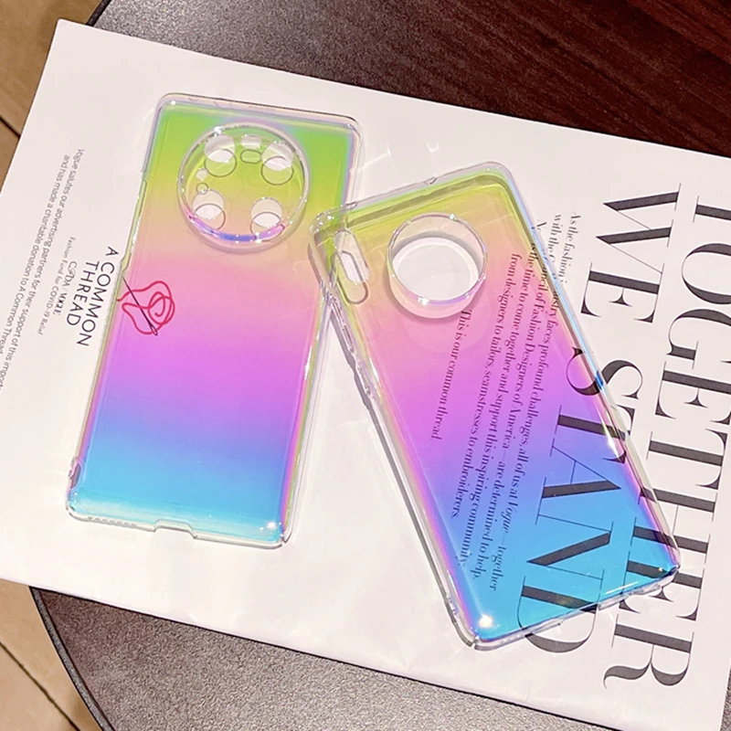 

100PCS Aurora Clear Phone Case For Huawei P50 P40 Mate 40 30 Nova 7SE 8 Pro Y7A Honor 50 30 Pro V40 Hard PC Laser Rainbow Case