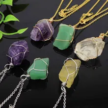 Natural Raw Stone Hand-made DIY Necklace Pendants Crafts Gifts Healing Crystal Minerals Quartz Jewelry Accessories Home Decor