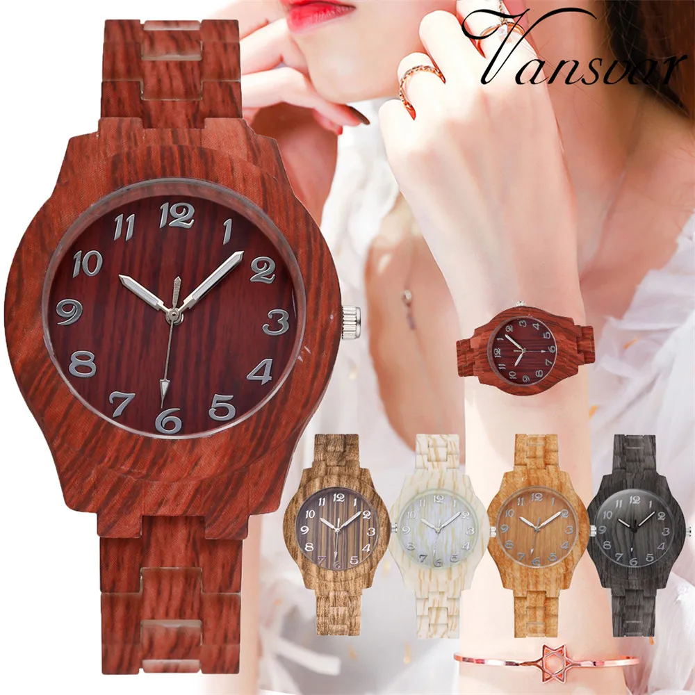 

Luxury Wood Grain Women's Watches Digital Dial Simple Quartz Wristwatch Simplicity Men Design Clock Relogio Masculino