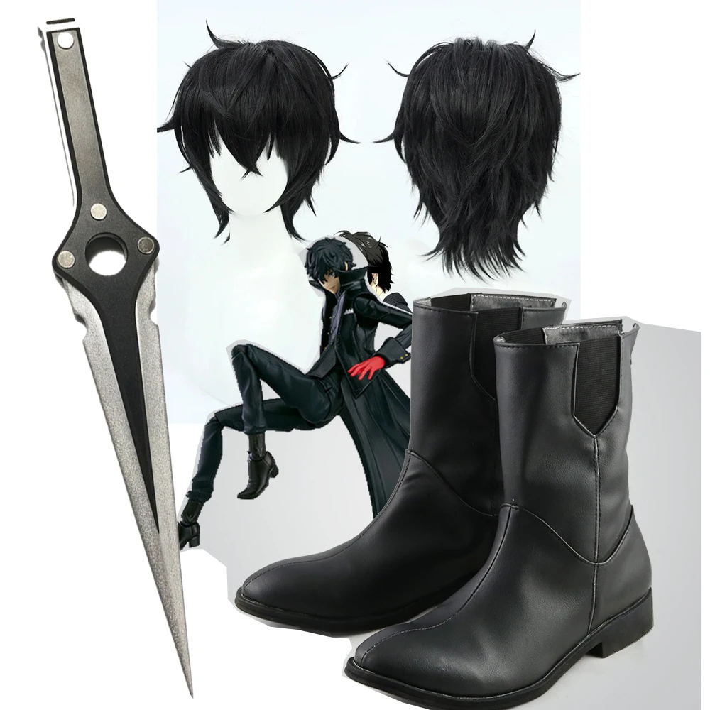 

Anime Persona 5 P5 Amamiya Ren Cos Accessories Cosplay Costume Shoes Joker Ren Masks Boots Wigs Hairs Halloween Carnival
