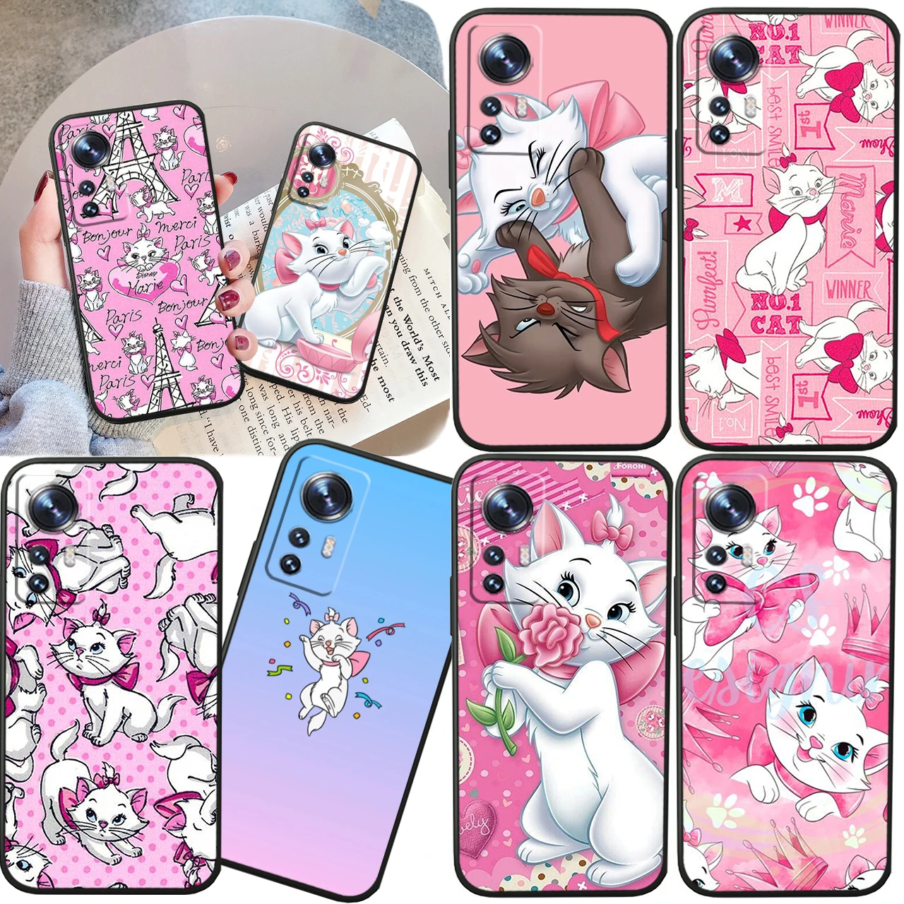 

Disney Mary Cat Cute For Xiaomi Mi 13 12T 11X 10T Note 10 Ultra Pro Lite 5G Soft Silicone Black Phone Case