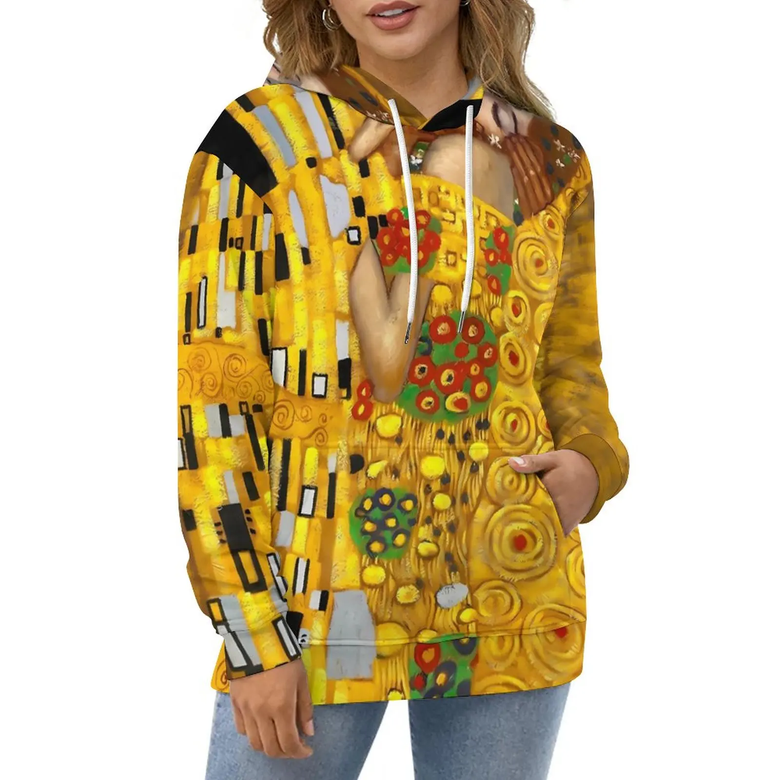 

Gustav Klimt Hoodies The Kiss Art Street Style Casual Hoodie Long Sleeve Pretty Printed Hooded Sweatshirts 4XL 5XL 6XL