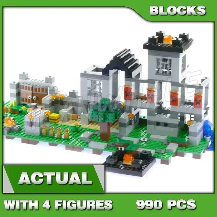 990pcs The Fortress Lookout Tower Pressure-plate Doors Farm Prison 10472 Building Block Toys for christmas Gift