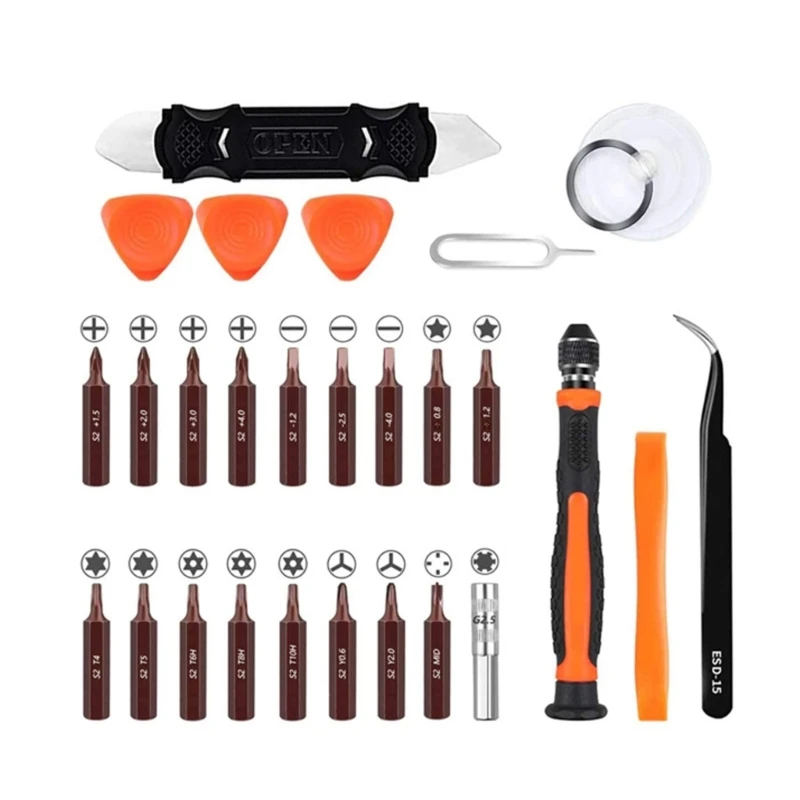

Screwdriver Set 27 in 1 with 20 Bits Repair Tool Kits Magnetic Screwdriver Set for Electronics Phone Jewelers 85AC