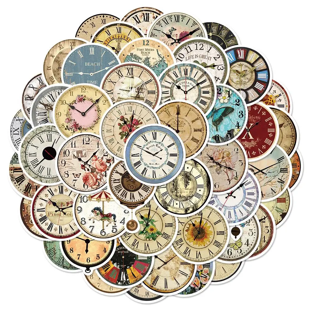 

10/50PCS Wrist watch Clock Old Stickers Vintage For Decor DIY Kids Notebook Luggage Motorcycle Laptop Refrigerator Decal Toys