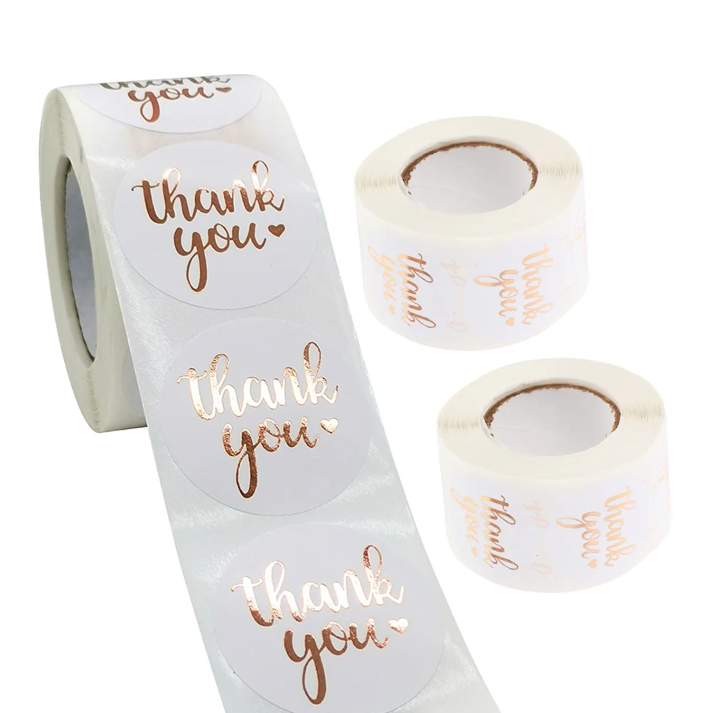 3 Rolls Circle Thank Stickers Business Stickers Wedding Stickers For Envelopes Adhesive Labels for Home Envelope Gift