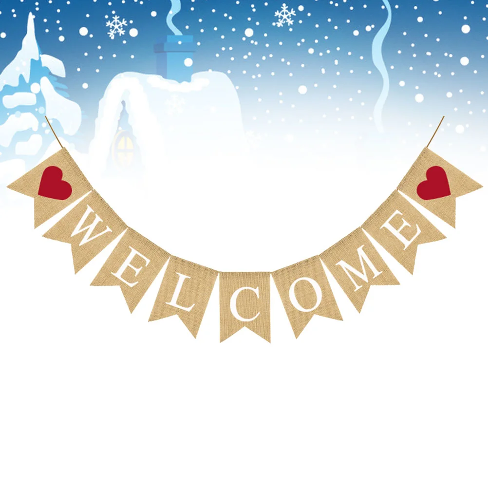 

Welcome Banner Weddingburlap Garland Classroom Office Bunting Sign Swallowtail Party Decorations School Flag Home