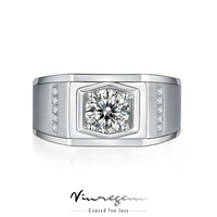 vinregem 925 sterling silver 3ex round cut 1ct vvs1 pass test diamonds d color moissanite ring for women men gifts drop shipping