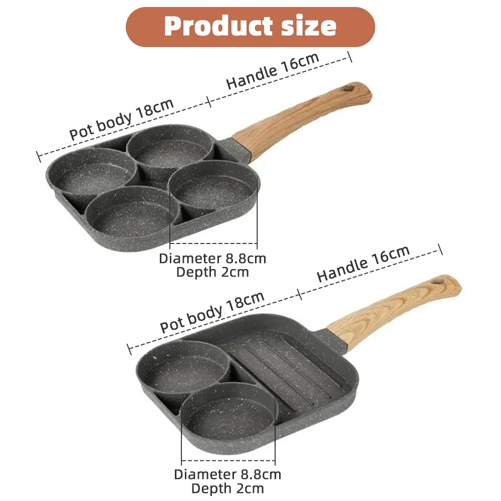 4-hole Omelet Pan Frying Pot Thickened Non-stick Egg Pancake Steak Cooking Pan Hamburg bread Breakfast Maker Induction cooker images - 6