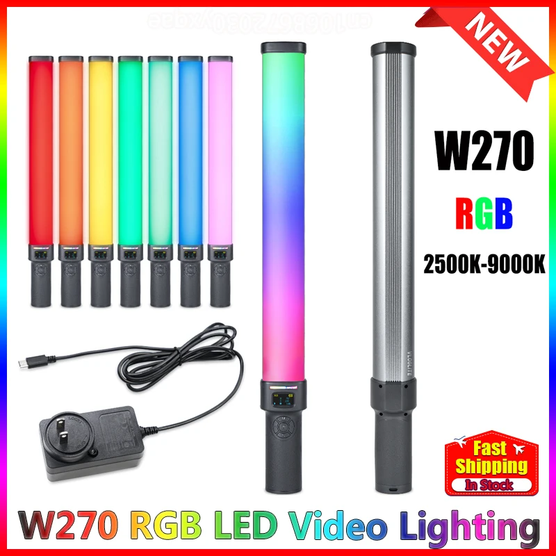 

W270 LED Photography Light Handheld RGB 360° Full Color Adjustment 2500K-9000K Light Tube Stick Video Soft Lamp vs 6C Pavotube