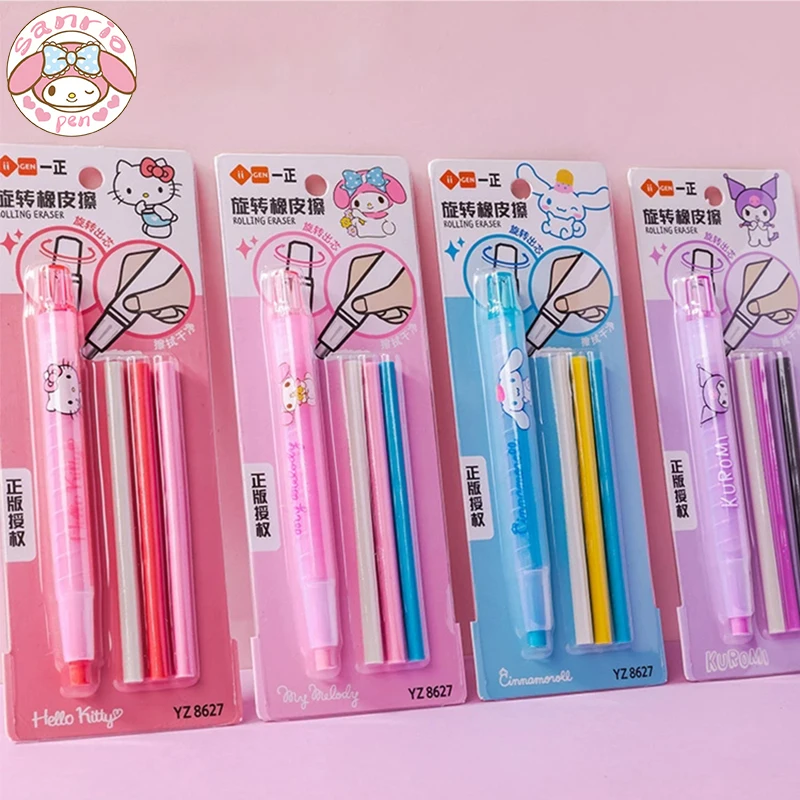 

Sanrio Cartoon Eraser 12/24pcs Kawaii Students Stationery Portable Clean Rubber Pupils Eraser Cute Children Learn Supplies Prize