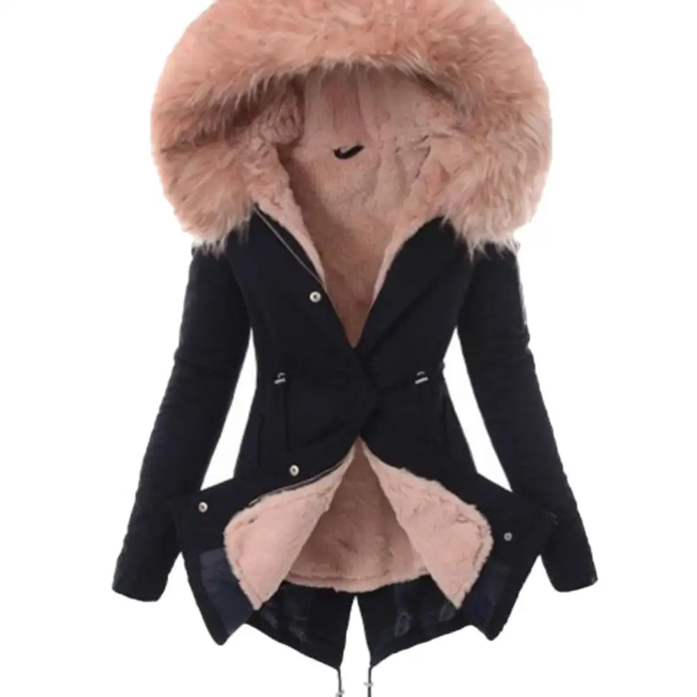 2022 Spring Autumn Winter Thick Hooded Jacket Women Casual Polyester Fiber Cotton-Padded Coat Slim Spring Autumn Winter 3XL