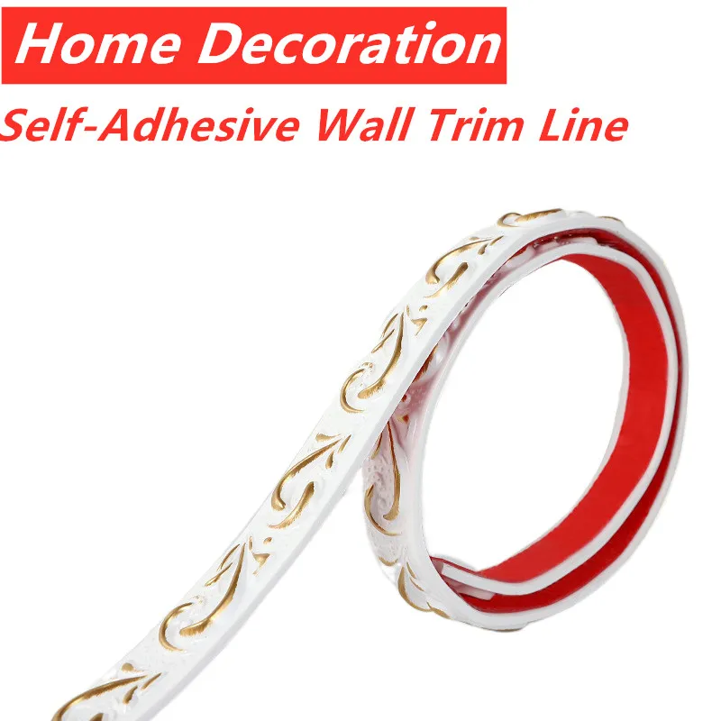 

Home Decoration PVC Self-Adhesive Wall Trim Line Baseboard Ceiling Decor Strip Wall Background Molding Line Frame Decor Strip