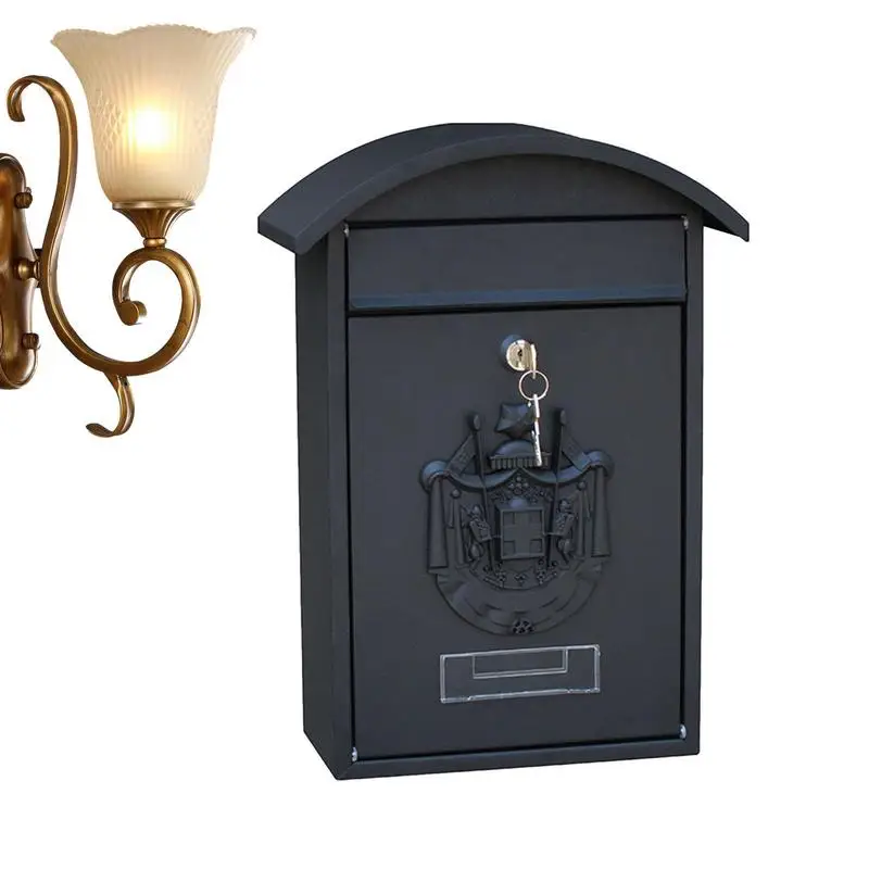 Metal Wall Mailbox Wall Mounted Postbox Mailbox Key Lock Drop Box Large Capacity Metal Security Post Boxes Weather-Resistant
