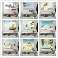 beach bus wall tapestry skull pattern home decorative tapete bedroom blanket table cloth yoga mat