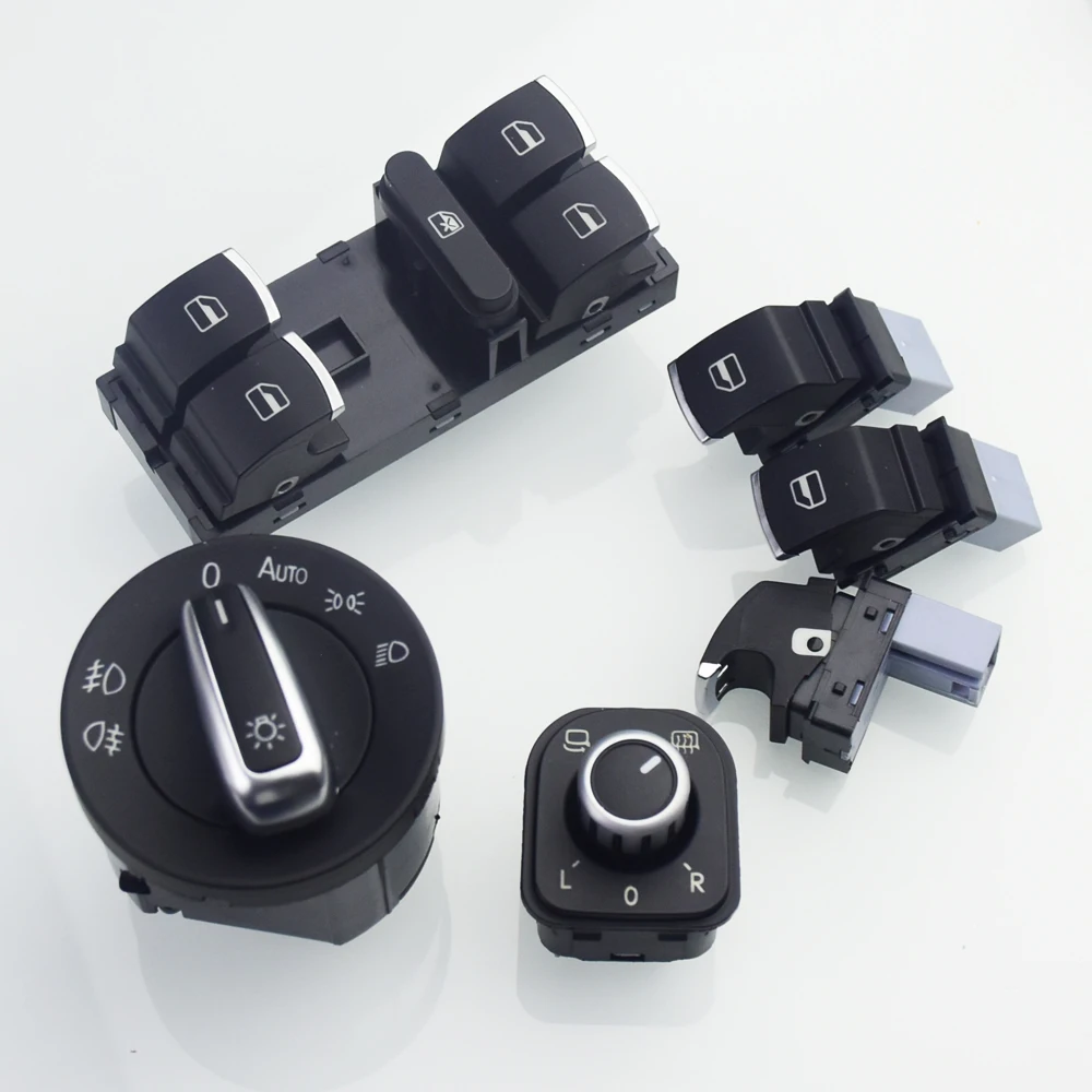 

Chrome Headlight Switch+Power Window Master Switch For VW Golf 5 6 Mk5 6 Jetta 5 6 Passat B6 Touran SEAT 5ND941431B 5ND959855