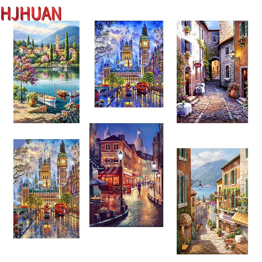 

New 5D crystal Round diamond painting city street scenery DIY diamond painting embroidery cross stitch Home Decor diamond mosaic