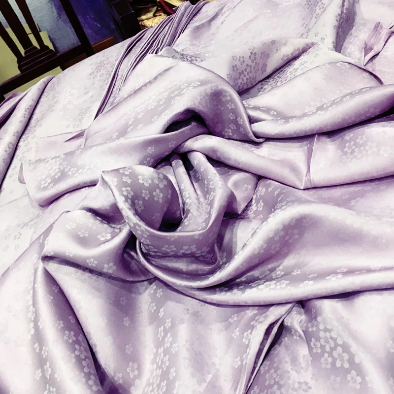 

Japanese Purple Silk Produced By Our Factory Three-Dimensional Dark Pattern Hanfu Kimono Fabric