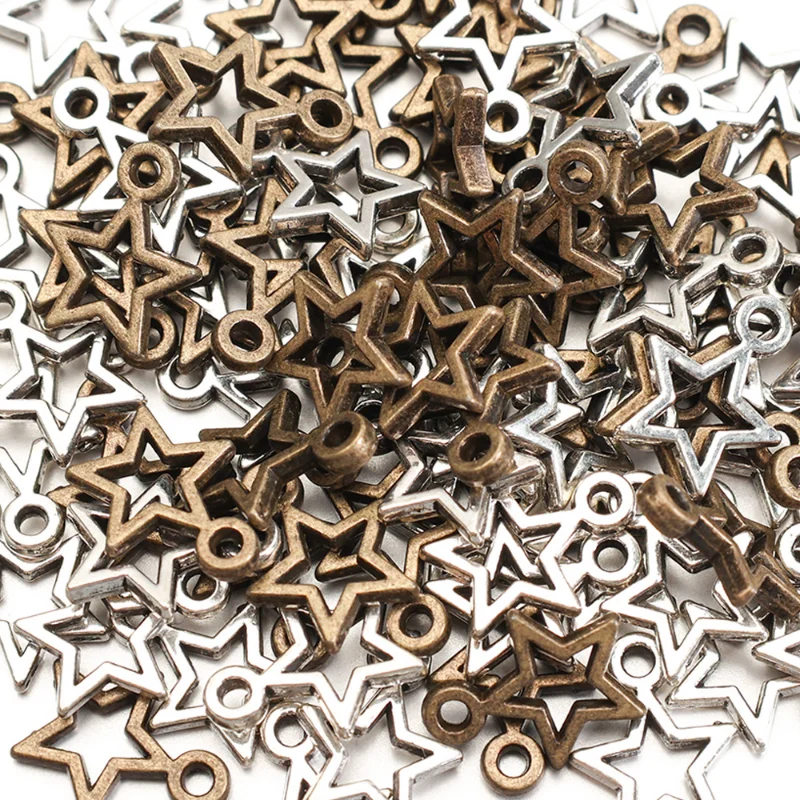 

40/120pcs DIY Hollow Star for Bracelet Necklace Handmade Pentagram Tibetan Bronze Pendant Making Earrings Jewelry Accessories