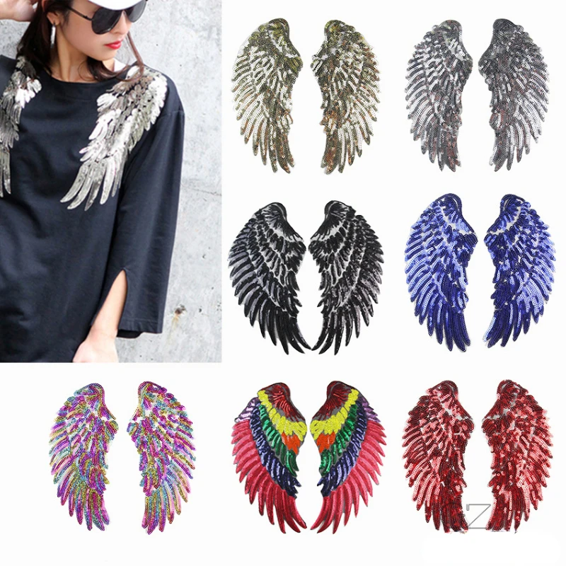 

1 Pair Fashion Small Sequins Clothes Sewing Patch Jeans Applique DIY Accessories Feather Patches Sewing Accessories
