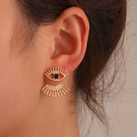 vintage geometric devil eye stud earrings for women ethnic eyelashes stainless steel evil eye earring exaggerated jewelry 2022